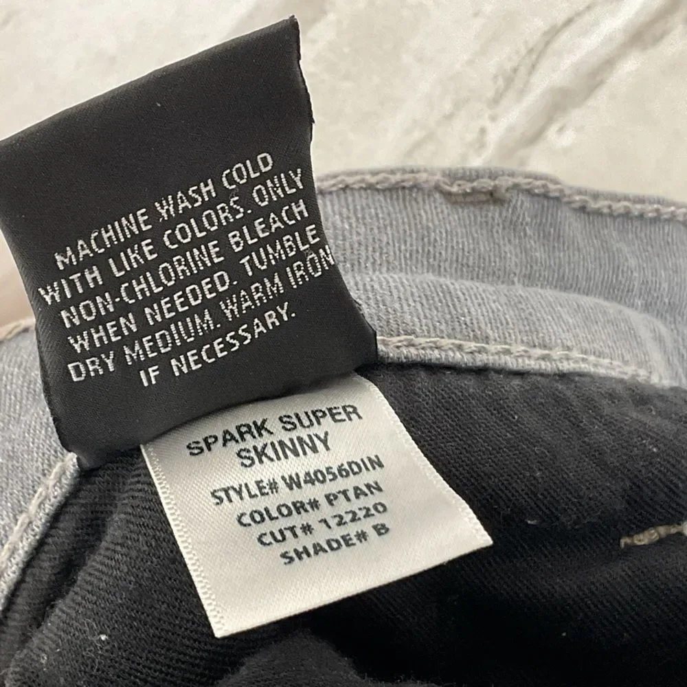 Hudson Spark Super Skinny Gray Jeans Size 30